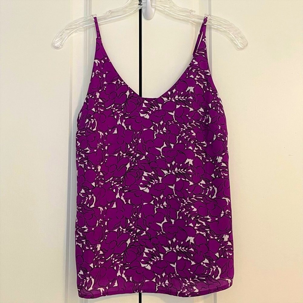 BNWT Banana Republic Floral Tank Top (XXS Petite, Orchid Purple/Black/White)